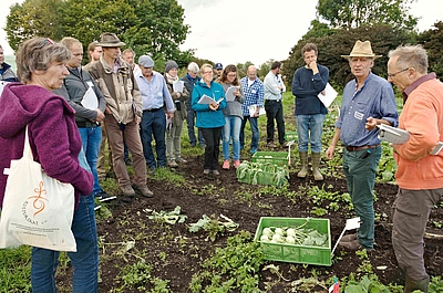 Kultursaat-Züchter Julian Jacobs spricht über die Kohlrabi-Züchtung während des Züchtungs- und Sortentags am Obergrashof 2019. Züchtungs- und Sortentag am Obergrashof 2019